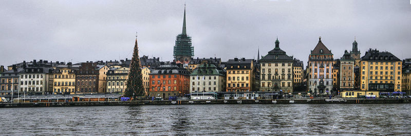 Buildings at the waterfront.   stockholm cityscape
