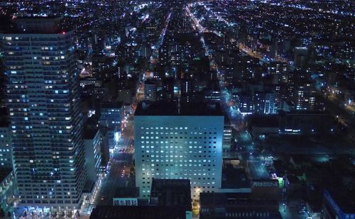 Illuminated cityscape at night