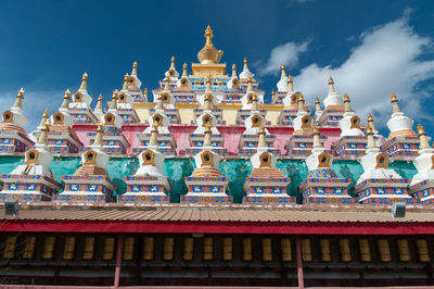 Low angle view of temple building against sky