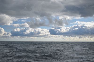 Scenic view of sea against cloudy sky