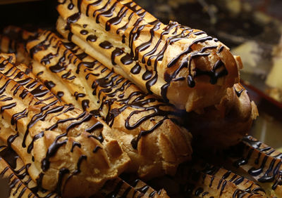 Close-up of choux pastries for sale