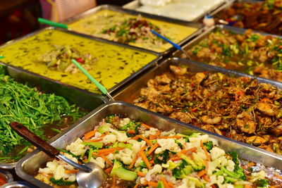 High angle view of food in market