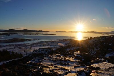 Scenic view of sea against sky during sunset