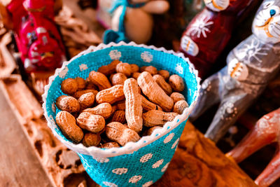 High angle view of candies for sale at market stall