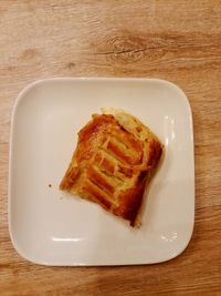 High angle view of breakfast in plate on table