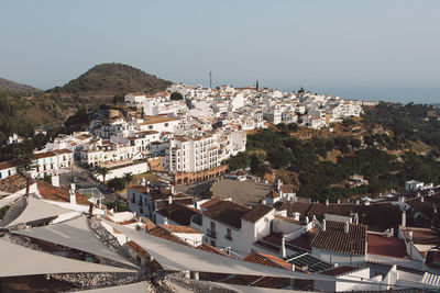 High angle view of townscape against sky