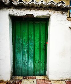 Closed door of building