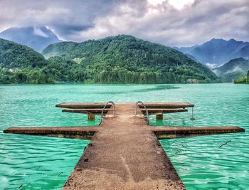 Scenic view of swimming pool against sky