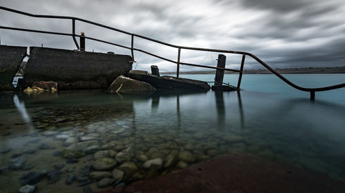 Scenic view of sea against cloudy sky