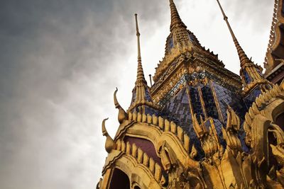 Low angle view of temple building against sky