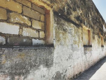 View of weathered wall of old building