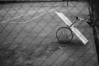 Close-up view of basketball court