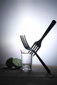 Close-up of wine in glass on table