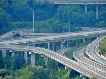 High angle view of bridge over road