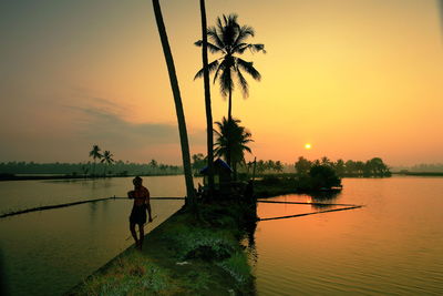 Scenic view of sunset over sea