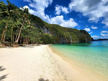 Scenic view of beach against sky