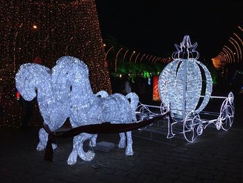 Illuminated lights at night