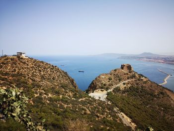 Scenic view of sea against clear sky