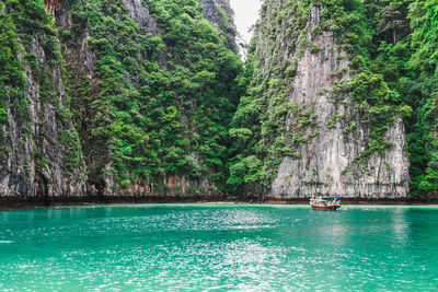 View of boats in sea