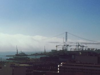 View of harbor against sky