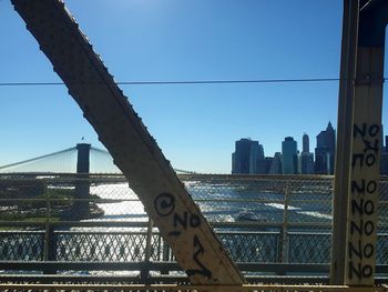 Suspension bridge over river