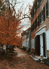 Alley amidst buildings in city during autumn