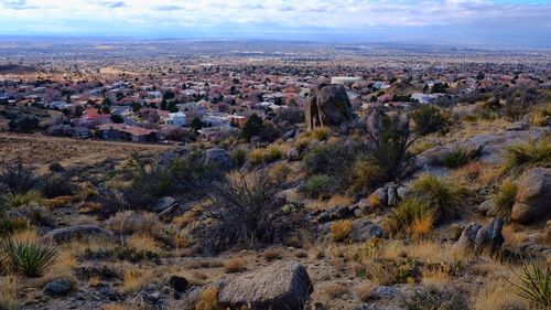 High angle view of landscape against sky