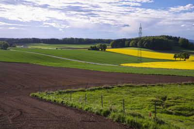 Scenic view of field against sky