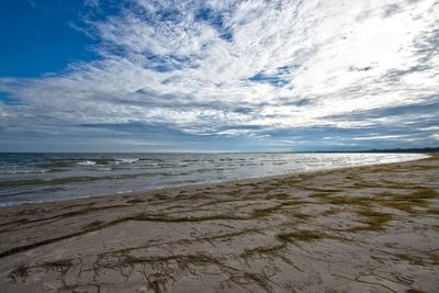 Scenic view of sea against cloudy sky