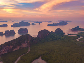 Scenic view of landscape against sky during sunset