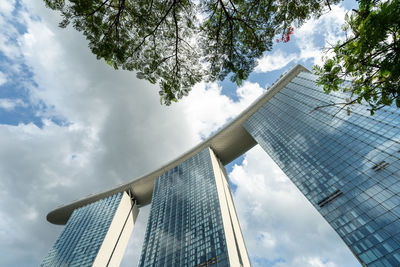 Low angle view of modern buildings against sky