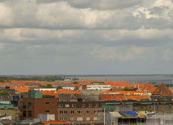 High angle view of townscape against sky