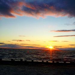 Scenic view of sea at sunset