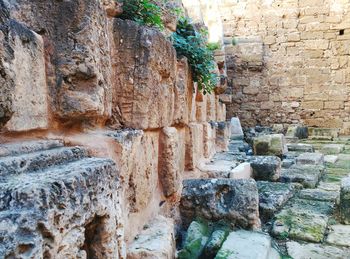 Stone wall of old ruins