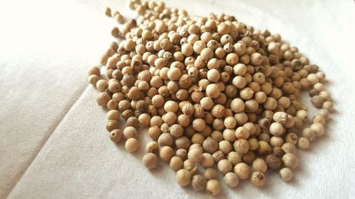 High angle view of eggs in container on table