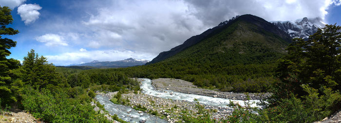 Panoramic view of mountains against sky