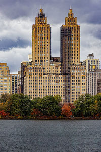 Central park reservoir and fall trees