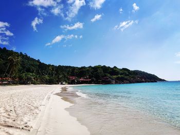 Scenic view of beach against sky