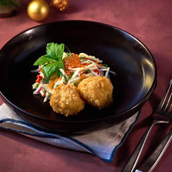Close-up of food in plate on table