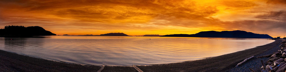 Scenic view of sea at sunset