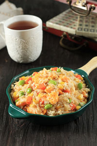 Close-up of food in plate on table