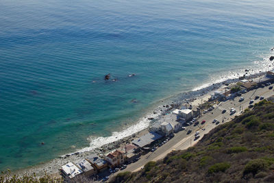 High angle view of beach against sky