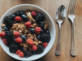 Directly above shot of strawberries in bowl