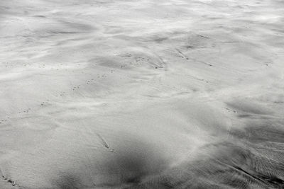 High angle view of snow covered field