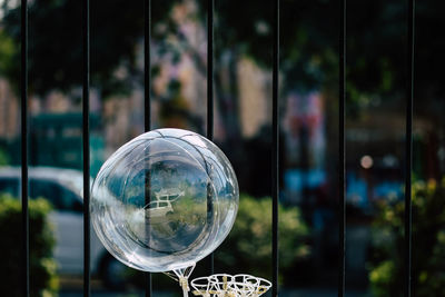 Close-up of bubbles against window