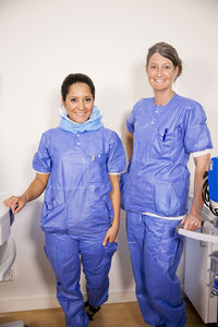 Smiling nurses working together