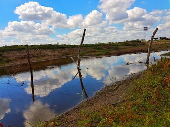 Scenic view of lake against sky