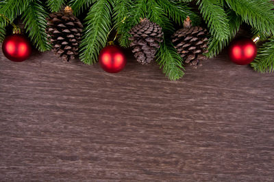 Close-up of christmas tree on table