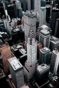 High angle view of buildings in city