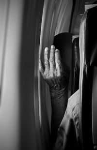 Low section of man driving car